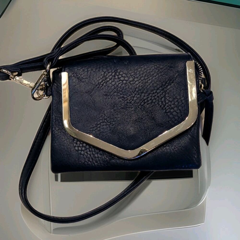 Charming Charlie Wristlet/Crossbody Bag in Navy with Silver Accents